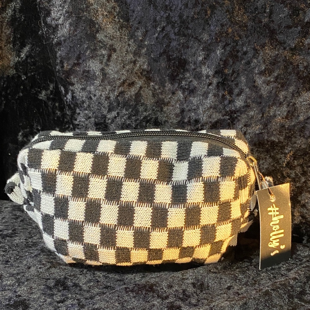 Checkerboard Cosmetic Pouch - Black & White